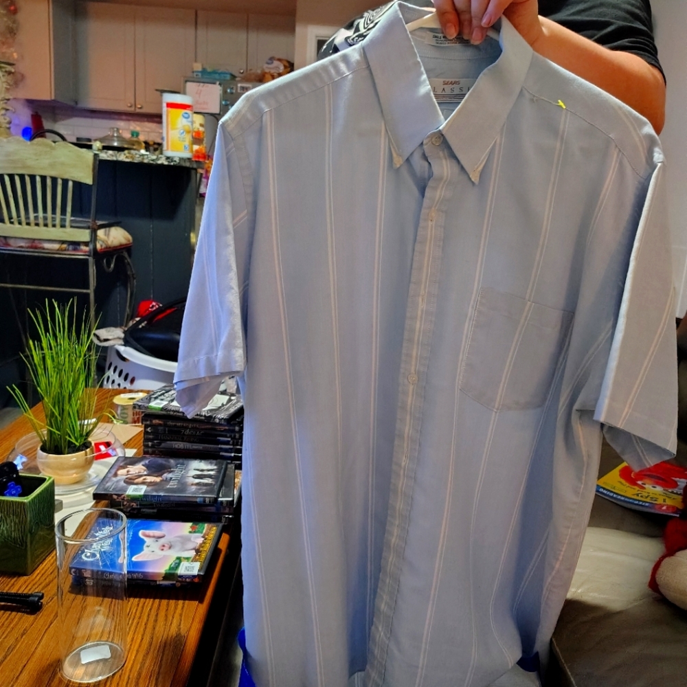 Vintage Sears Classic Men's Blue Button Down Shirt